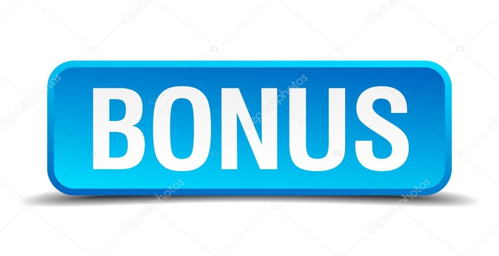 Bonus blue 3d realistic square isolated button