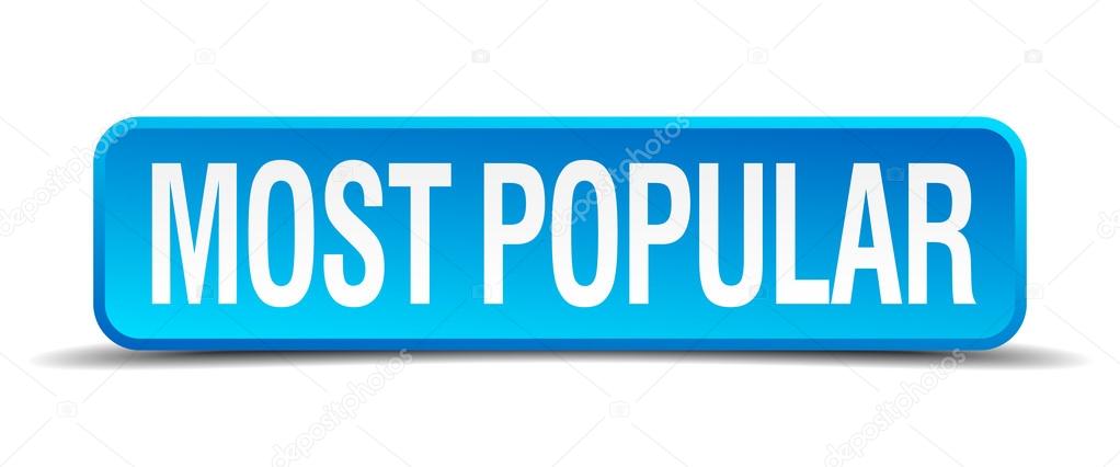 most popular blue 3d realistic square isolated button