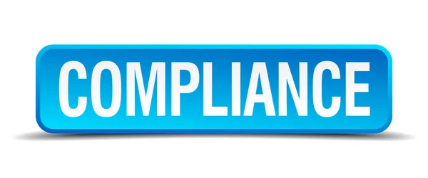 Compliance blue 3d realistic square isolated button — Stock Vector