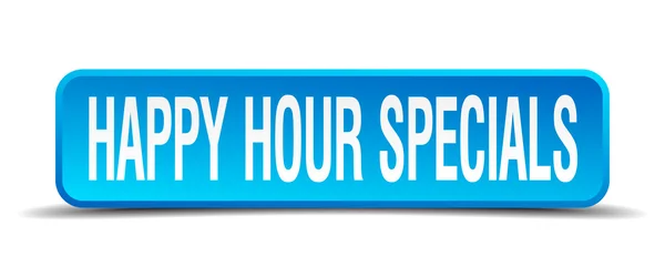 Happy Hour Specials blau 3D realistisch quadratisch isoliert Taste — Stockvektor