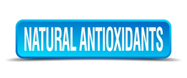 Antioxidantes naturais azul 3d botão quadrado realista isolado — Vetor de Stock