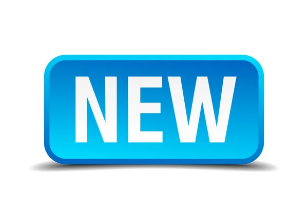 Nouveau bleu 3d réaliste carré isolé bouton — Image vectorielle