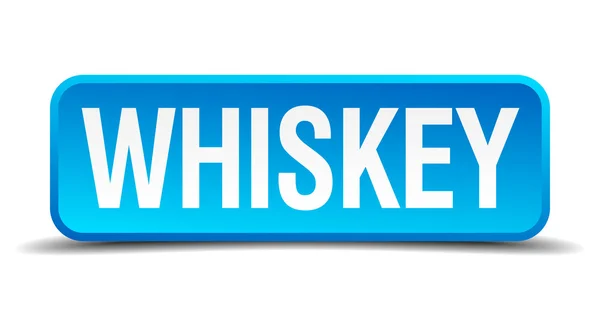 ウイスキー青の 3 d リアルな正方形分離ボタン — ストックベクタ