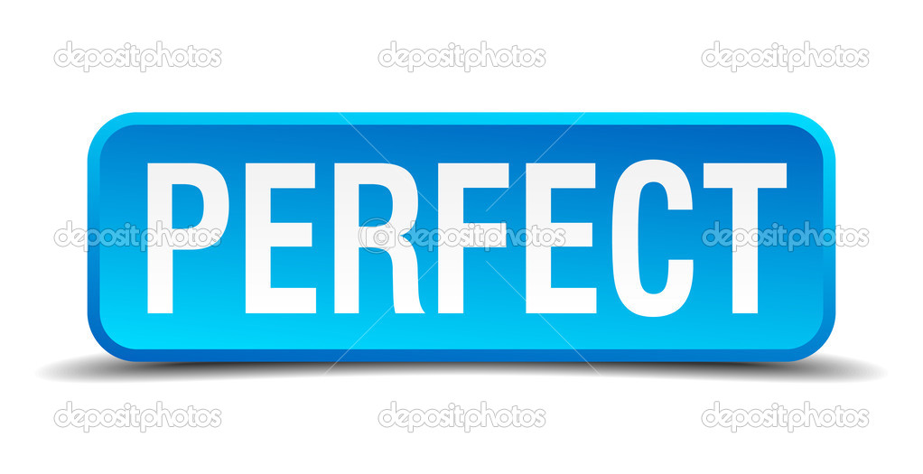 Perfect blue 3d realistic square isolated button