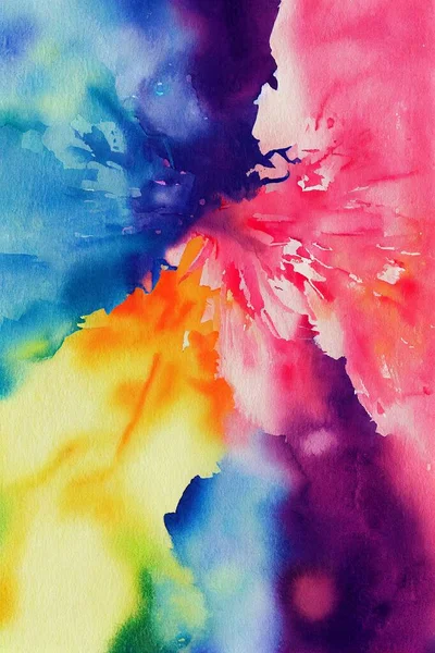 Colorful watercolor painting with brush and paper texture. Abstract watercolor background