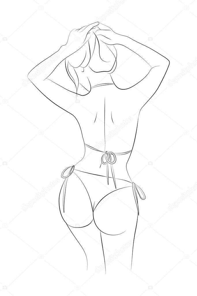Vector illustration of a young woman in a bikini