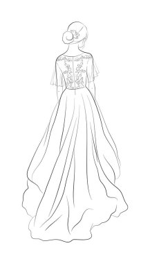 Bir gelin bir gelinlik vektör çizim