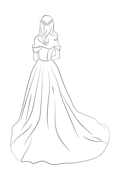 Illustration Vectorielle Une Mariée Dans Une Robe Mariée — Image vectorielle