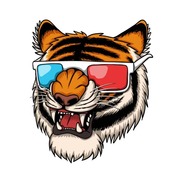 Tiger Memakai Kacamata Untuk Perusahaan Atau Merekmu - Stok Vektor