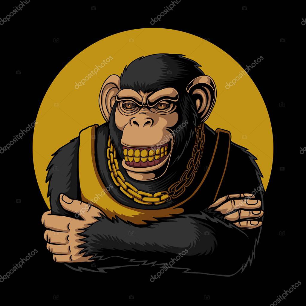 Chimpanzee smiling expression vector illustration for your company or brand