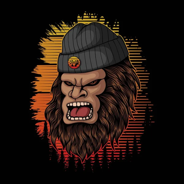 Bigfoot Angry Retro Vector Illustration Your Company Brand — 스톡 벡터