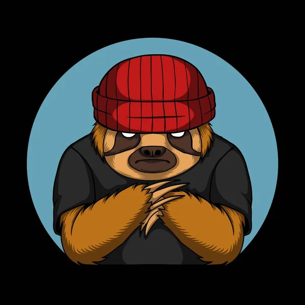 Sloth Δροσερό Φορούν Beanie Καπέλο Διάνυσμα Εικονογράφηση Για Την Εταιρεία — Διανυσματικό Αρχείο