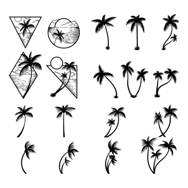 Coconut Tree Silhouette Set Collection Your Company Brand — ストックベクタ