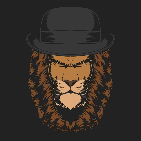Illustration Vectorielle Chapeau Cercle Lion Pour Votre Entreprise Marque — Image vectorielle