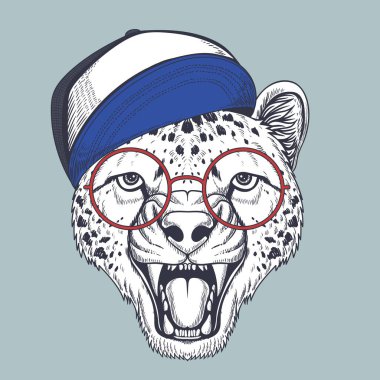 Çita El şirketiniz ya da markanız için kırmızı gözlük ve şapka takıyor.