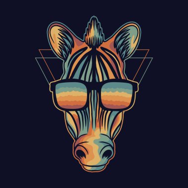 Zebra renkli. Şirketiniz veya markanız için gözlük vektör çizimi takıyor.