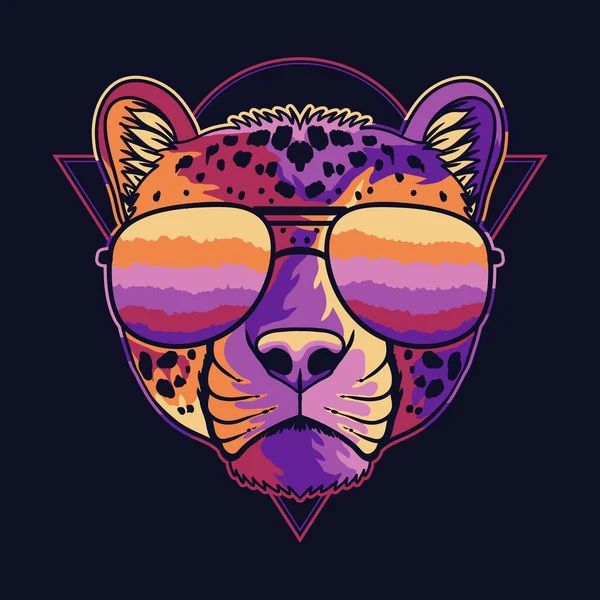 Cheetah Colorido Usando Una Ilustración Vector Gafas Para Empresa Marca — Vector de stock