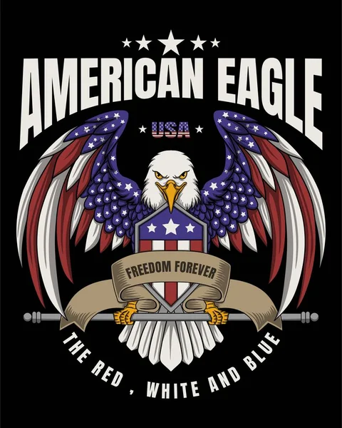 Eagle America Freedom Forever Vector Illustration — Vettoriale Stock