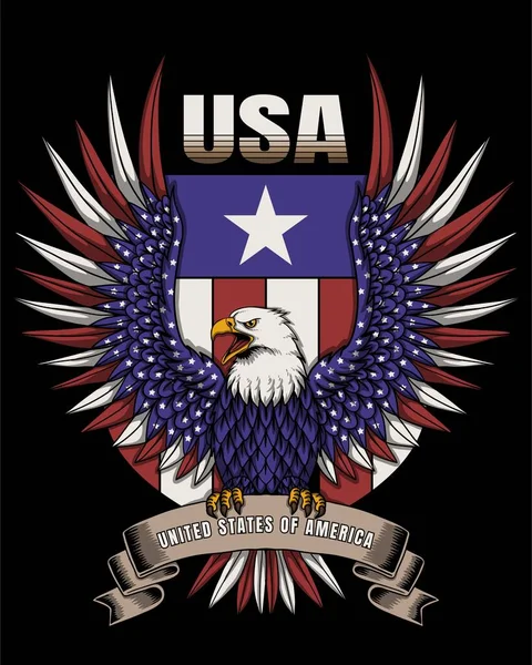 Eagle Emblem America Vector Illustration — ストックベクタ