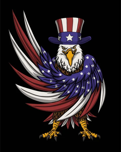 Eagle Wearing Uncle Sam Hat Vector Illustration — 스톡 벡터