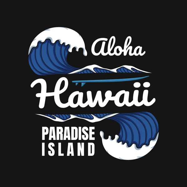 Aloha Hawaii Olas Surf Vector Ilustración — Vector de stock