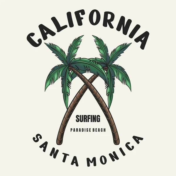 Ağaç Hindistan cevizi California Santa Monica vektör illüstrasyonu