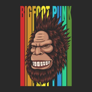Kocaayak punk saç retro vektör çizimi