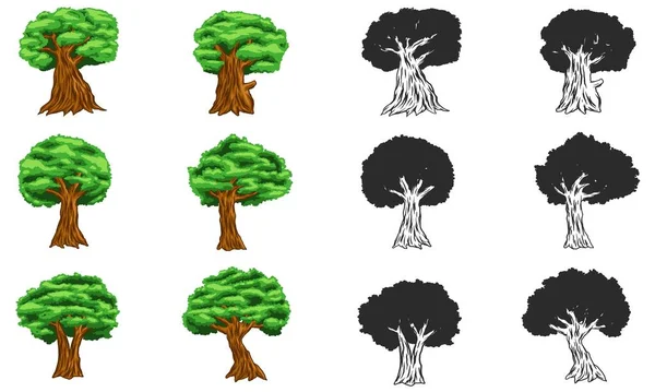 Tree Set Collection Vector Illustration Your Company Brand — Archivo Imágenes Vectoriales