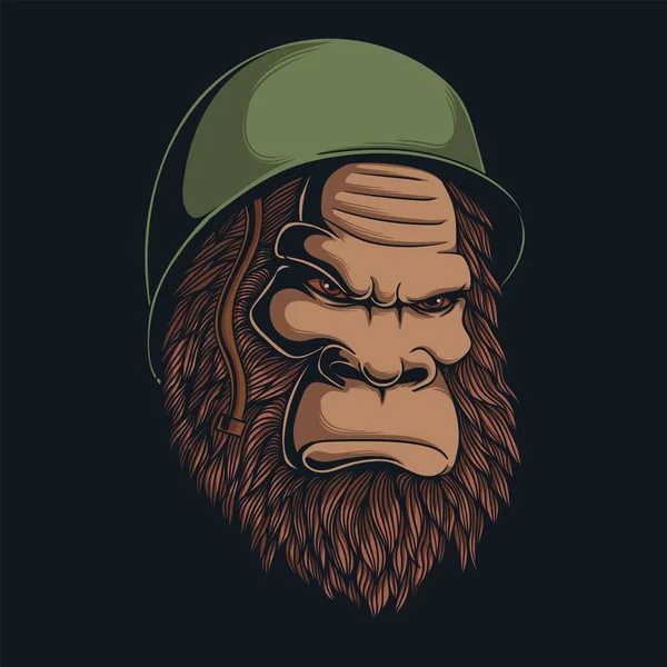 Bigfoot Usando Capacete Guerra Mundial Ilustração Vetorial —  Vetores de Stock