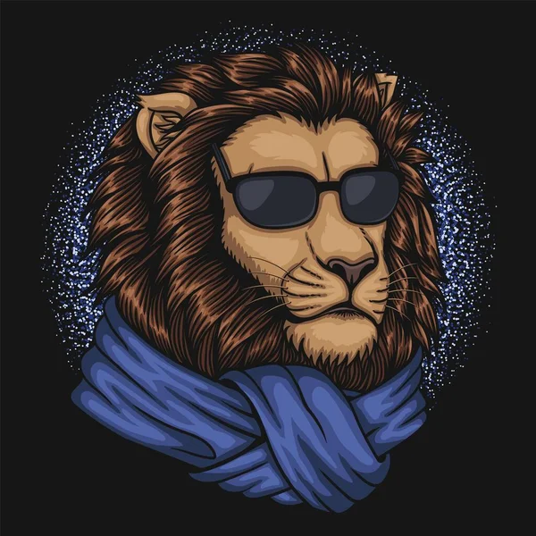 Illustration Vectorielle Foulard Cool Lion — Image vectorielle