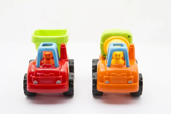 2 coche de juguete de color. Aislado sobre fondo blanco — Foto de Stock