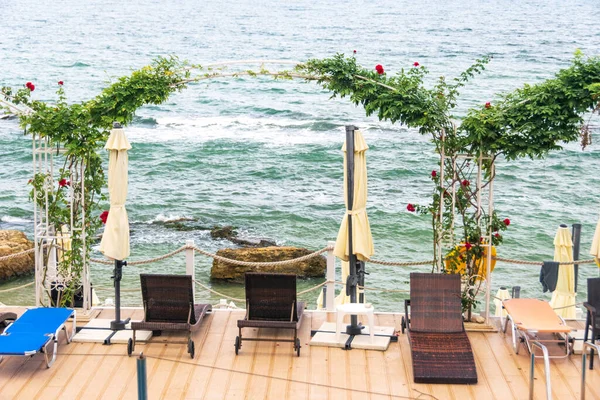 Tumbona Lugar Especialmente Diseñado Para Playa Del Mar Negro Varna — Foto de Stock