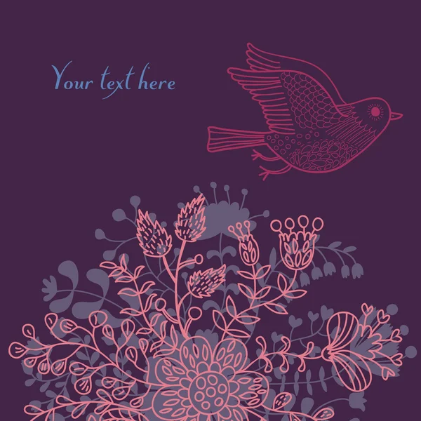Vecteur motif de fond floral avec oiseau — Image vectorielle