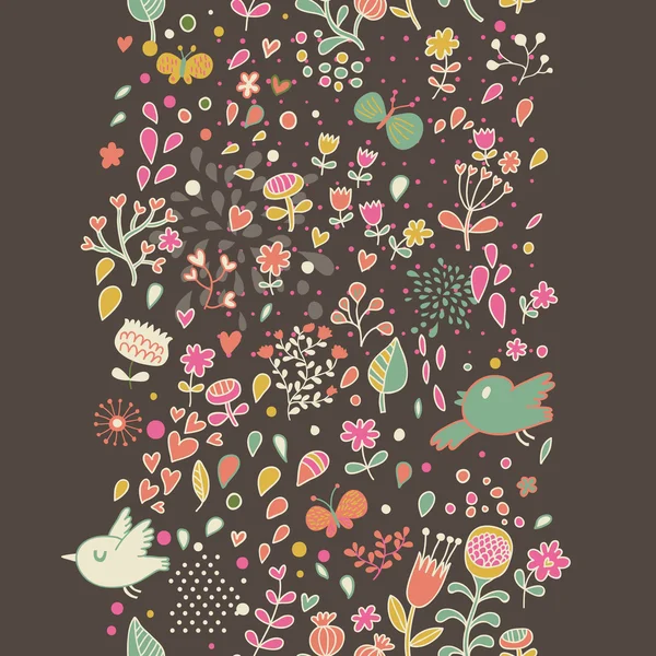 Naadloze bloemmotief met bloemen. Cartoon achtergrond voor vintage wallpapers — Stockvector