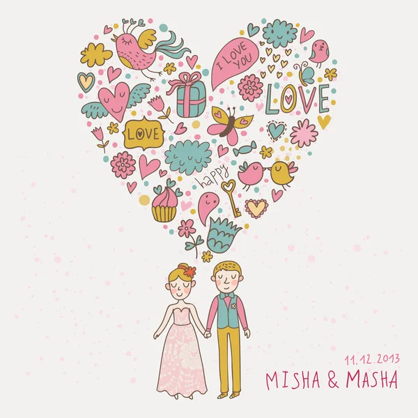Conceito casal no amor ilustração. Cartão vetorial romântico — Vetor de Stock