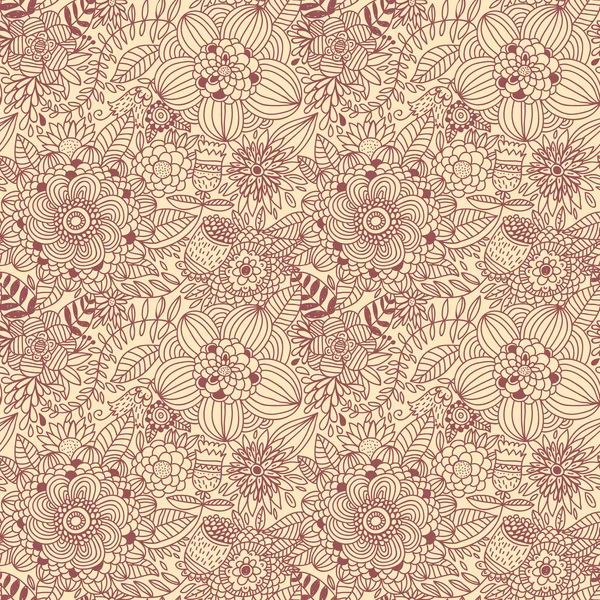 Padrão sem costura floral vintage em cores retro — Vetor de Stock