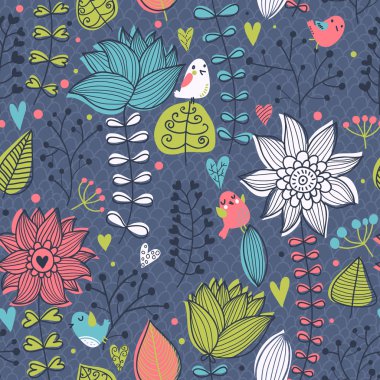 Vintage çiçek seamless modeli modern renkler sevimli çiçekler