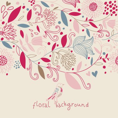 Vintage çiçek sorunsuz geçmiş kuş ile