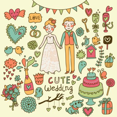 Düğün çizgi film seti