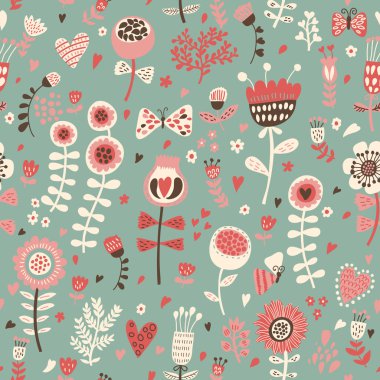 basit çizgi film çiçek seamless modeli için harika duvar kağıtları