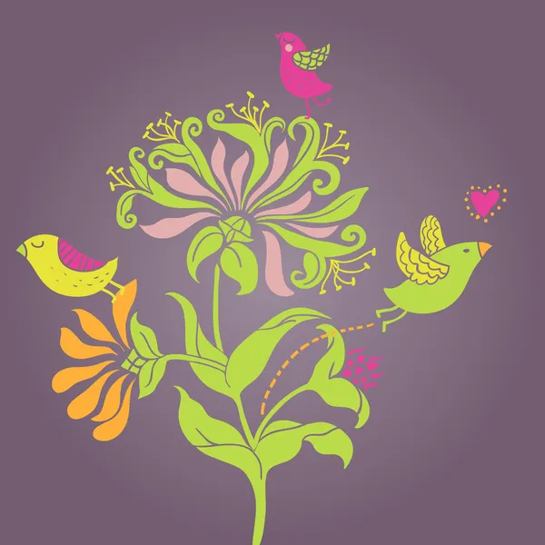 Art nouveau vector flowers — Stock Vector