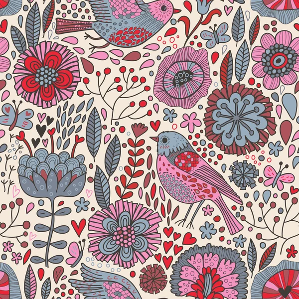 Patrón retro floral sin costura — Archivo Imágenes Vectoriales