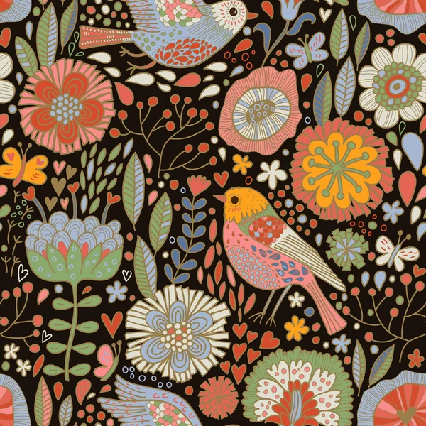 Retro floral seamless pattern — Stock Vector