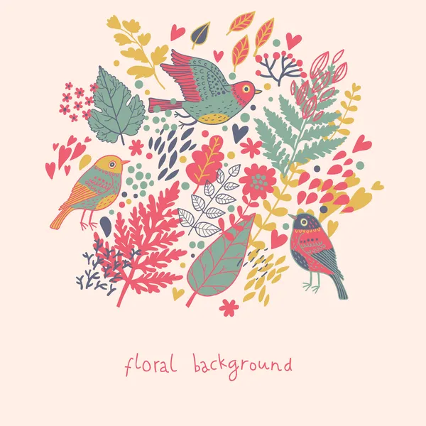Düğün kartı veya çiçek arka plan ile davet. tebrik vektör kartpostal elegance model çiçekler ve kuşlar. çiçek Çizim vintage tarzı Sevgililer günü kartı