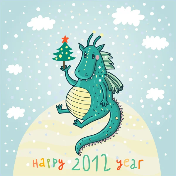 Nieuwe 2012 jaarsymbool cartoon — Stockvector