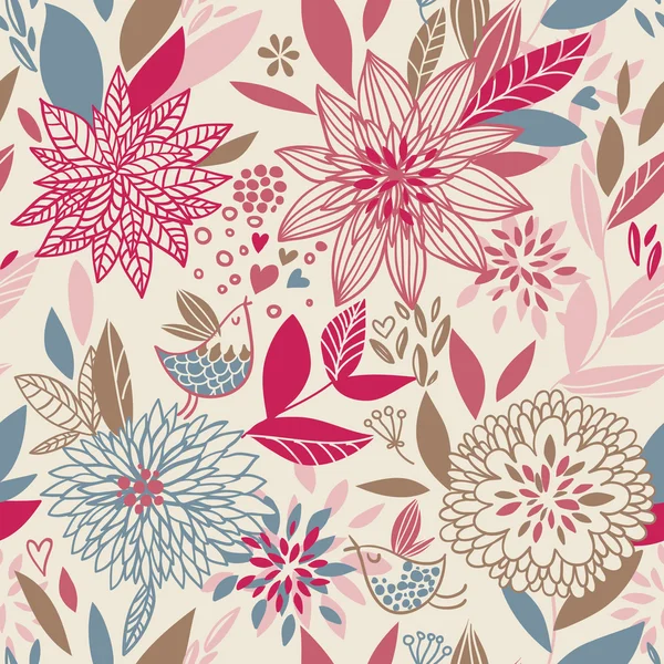 Motif floral sans couture dans un style rétro — Image vectorielle