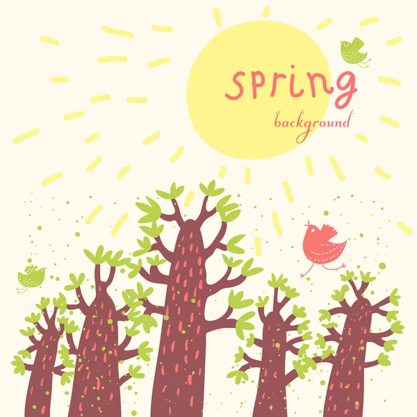 Lente achtergrond in cartoon stijl — Stockvector