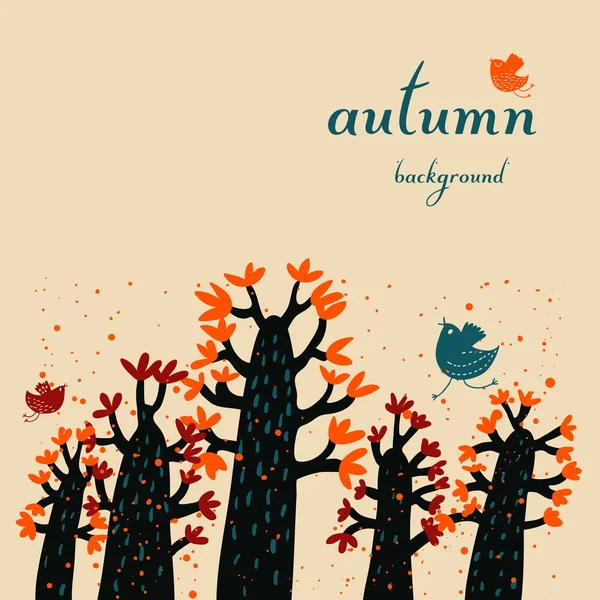 Fondo de otoño en estilo de dibujos animados — Vector de stock