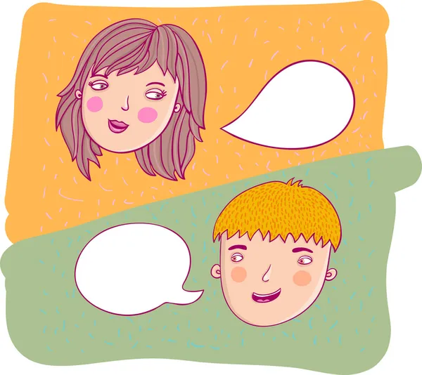 Guy and girl talking. This illustration in vector - in my portfolio. — Stock Vector