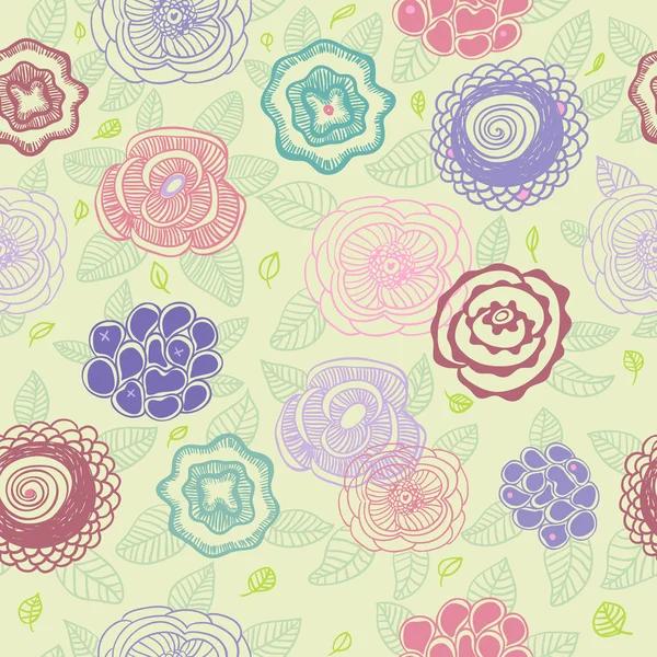 Patrón floral inconsútil colorido — Vector de stock